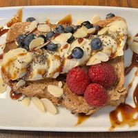 Peanut butter and banana loaded toastt  at Thrive in Glossop