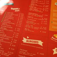 Menu at La Siesta in Oostende