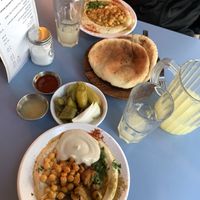 Hummus with mushrooms   at Abu Dhabi Hummus in Tel Aviv