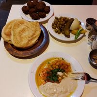 The spread at Abu Dhabi Hummus in Tel Aviv
