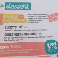 Vegan dessert menu at Submarine Burger Split in Split