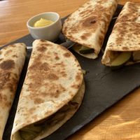 Vegan Quesadillas (Vegan cheese, Zucchinis and Mushrooms)  at Carallo in San Jose
