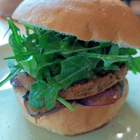 Vegan burger at The Sandwich Bar in Ubud