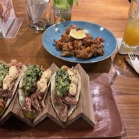 Buffalo cauliflower and jackfruit tacos   at The Sandwich Bar in Ubud