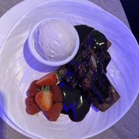 VEGAN CARAMEL CHOCOLATE BROWNIE  at Boardwalk in Falkirk