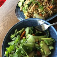 Veggies and cashews with basil fried rice   at Roll'N on Bower in Semaphore Park