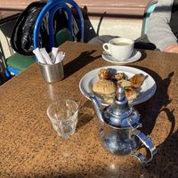 coffee, tea and pastries (not all vegan)  at Cafe Clock in Fes