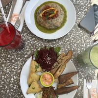 Veggie Pastilla and Kech platter  at Cafe Clock in Fes