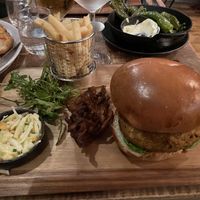 Yummy burger and padron peppers  at Cooper Kitchen & Bar in Elland