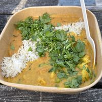Vegan curry bowl.   at The Spicy Mare in Lynton