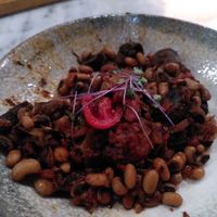 Black eyed peas with mushrooms. at Afrálato in Kalamata