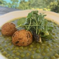 peas with chickpea meatballs  at Echo in Veszprem