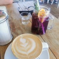 Lavender coffee with oat milk and lemonade at Echo in Veszprem