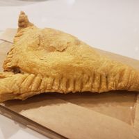 Vegan Breakfast Pastel filled with black beans, vegan meat, and salsa at Epilogue Books Chocolate Brews in Chapel Hill