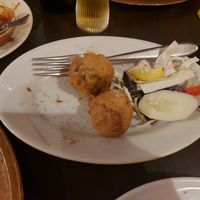 Aloo Bonde (missing the two we already ate before this pic haha) at India in Bologna