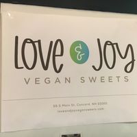 Sign at Love and Joy Vegan Sweets in Raymond