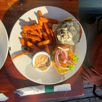 Vegetarian nut burger. You can ask to veganise it. at Saturna Lighthouse Pub in Saturna Island