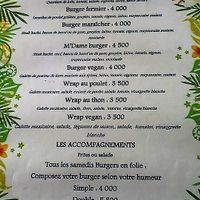 Part of the menu with vegan labeled dishes. at Institut Francais Leopold Sedar Senghor in Dakar