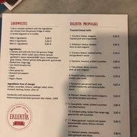 Sandwich menu  at Eklektik in Thessaloniki