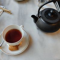 Black tea. The cookie is also vegan. at Eklektik in Thessaloniki