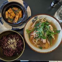 Tofu stew + soup + rice (A++) at Madame Hà in Con Dao