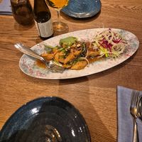 Deep fried mushrooms in lime dressing at Nok Nok in Tallinn