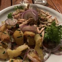 Wurstsalat mit Bratkartoffeln   at Weinstube Eulenspiegel in Speyer
