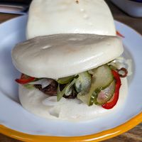 Enoki mushroom bao bun (8/10) at The Old Bookshop in Bristol