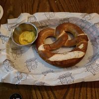 Pretzel with mustard at The Old Bookshop in Bristol