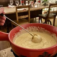 Vegan fondu in one word WOW  at Fondue Villa & Garden in Unterseen