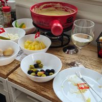 half eaten vegan cheese fondue, since I forgot to take a photo at the start lol at Fondue Villa & Garden in Unterseen