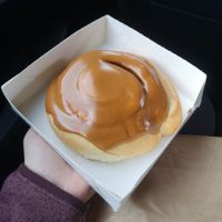 Cinnamon roll with caramel glaze at Brauðgerðarhús Akureyrar in Akureyri