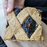 Rhubarb crumble slice at Brauðgerðarhús Akureyrar in Akureyri