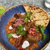 vegan curry with garlic naan  at The Pig & Fiddle in Bath