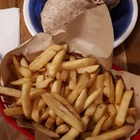 Chips and falafel wrap at Moorish Falafel Bar in Norwich