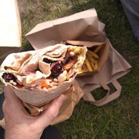 Vegan pulled pork wrap at Moorish Falafel Bar in Norwich
