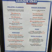 Menu at Moorish Falafel Bar in Norwich