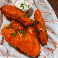 Buffalo strips with garlic mayo  at Rabbit Food @ Meadows Tap in Edinburgh
