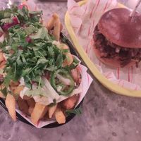 Katsu loaded fries and a rabbit burger at Rabbit Food @ Meadows Tap in Edinburgh
