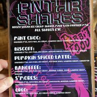Milkshakes menu   at Rabbit Food @ Meadows Tap in Edinburgh
