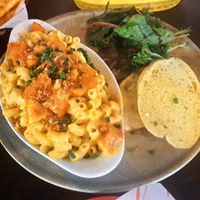 Macaro-nae cheese topped with buffalo chick'n at Rabbit Food @ Meadows Tap in Edinburgh