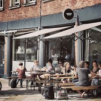 Outdoor seating at The Exploding Bakery in Exeter