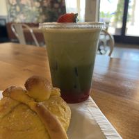 Pan de muerto and strawberry matcha  at Goji Berry in Phoenix