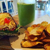 Pesto panini and goddess smoothie  at Goji Berry in Phoenix