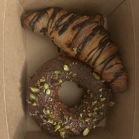 Chocolate cream croissant and chocolate pistachio donut  at Goji Berry in Phoenix