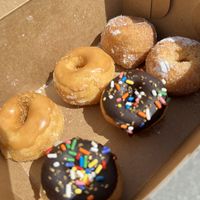 6 donuts left in a mixed box  at Electric Cloud Coffee in Port Angeles