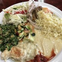 So much vegan food! Vegan happy! at Dimassi's Mediterranean Buffet in Austin