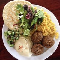 Bread hummus salad everything  at Dimassi's Mediterranean Buffet in Austin