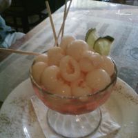 A lychee fruit cup offered on the house for being regular and good patrons of the restaurant. at Miss Saigon Bistro in Coral Gables