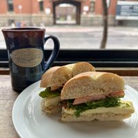 Bagel with Just Egg & Chickpea Smash  at Mulberry Coffeehouse in Hamilton